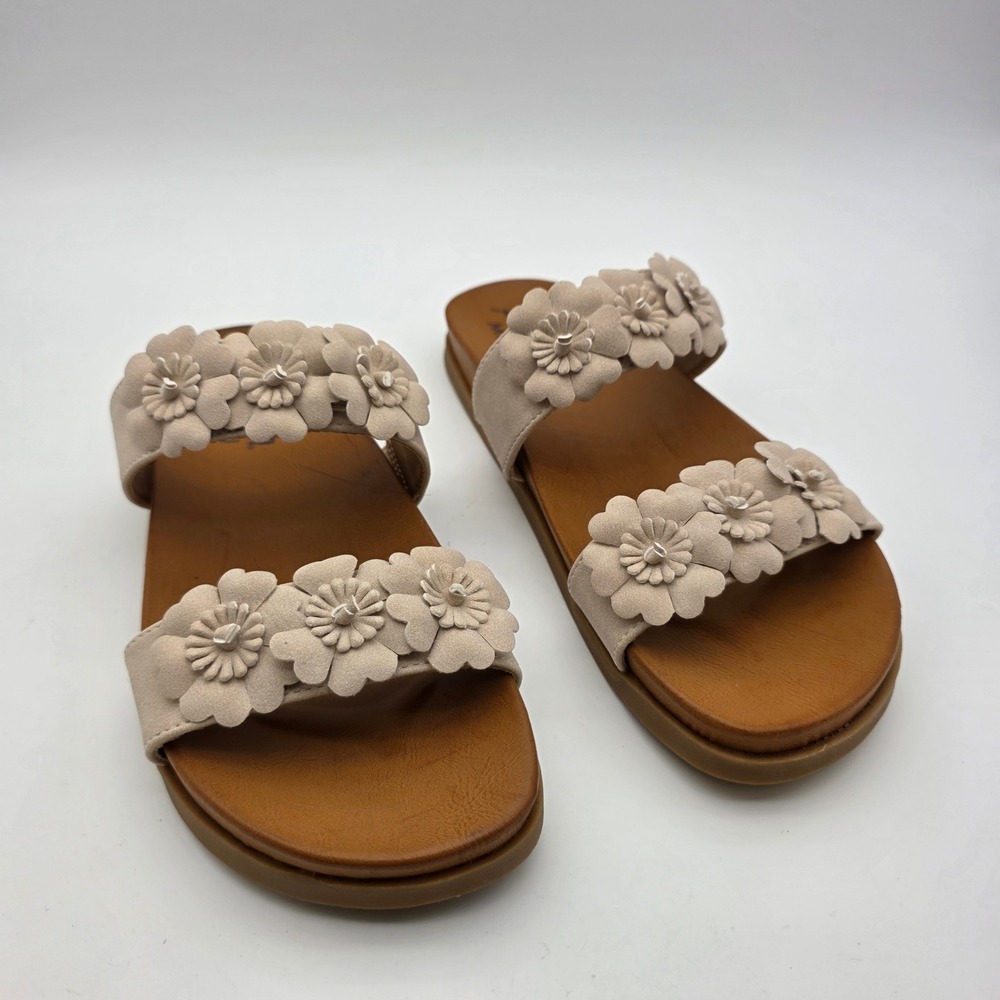 Blowfish Malibu Sandals Women's Lovely Floral Double Strap Slides Tan 6.5